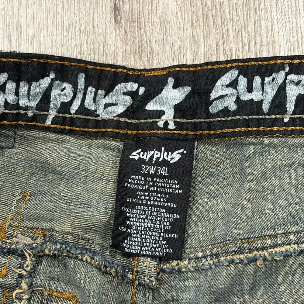 RARE Vintage 90s 00s Y2K Surplus Surf Wide Leg Jeans Men's Size 32x33 Wash Fade